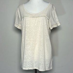 NWOT Gap Factory Woman’s Oatmeal Tan Short Sleeve Stretch T Shirt Size Small